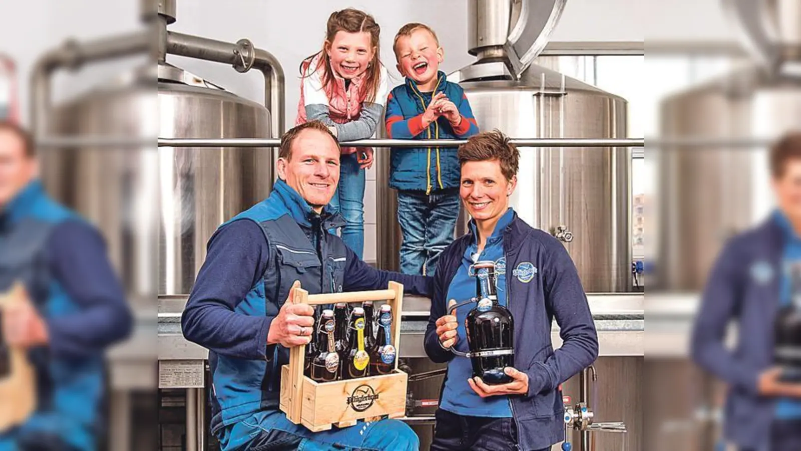 Ein Highlight im Herbstprogramm der vhs Neufahrn: Landwirt Andreas Pflügler und seine Frau Carolin (hier mit Kindern) führen durch die Brauerei auf ihrem Hof. 	 (Foto: privat)