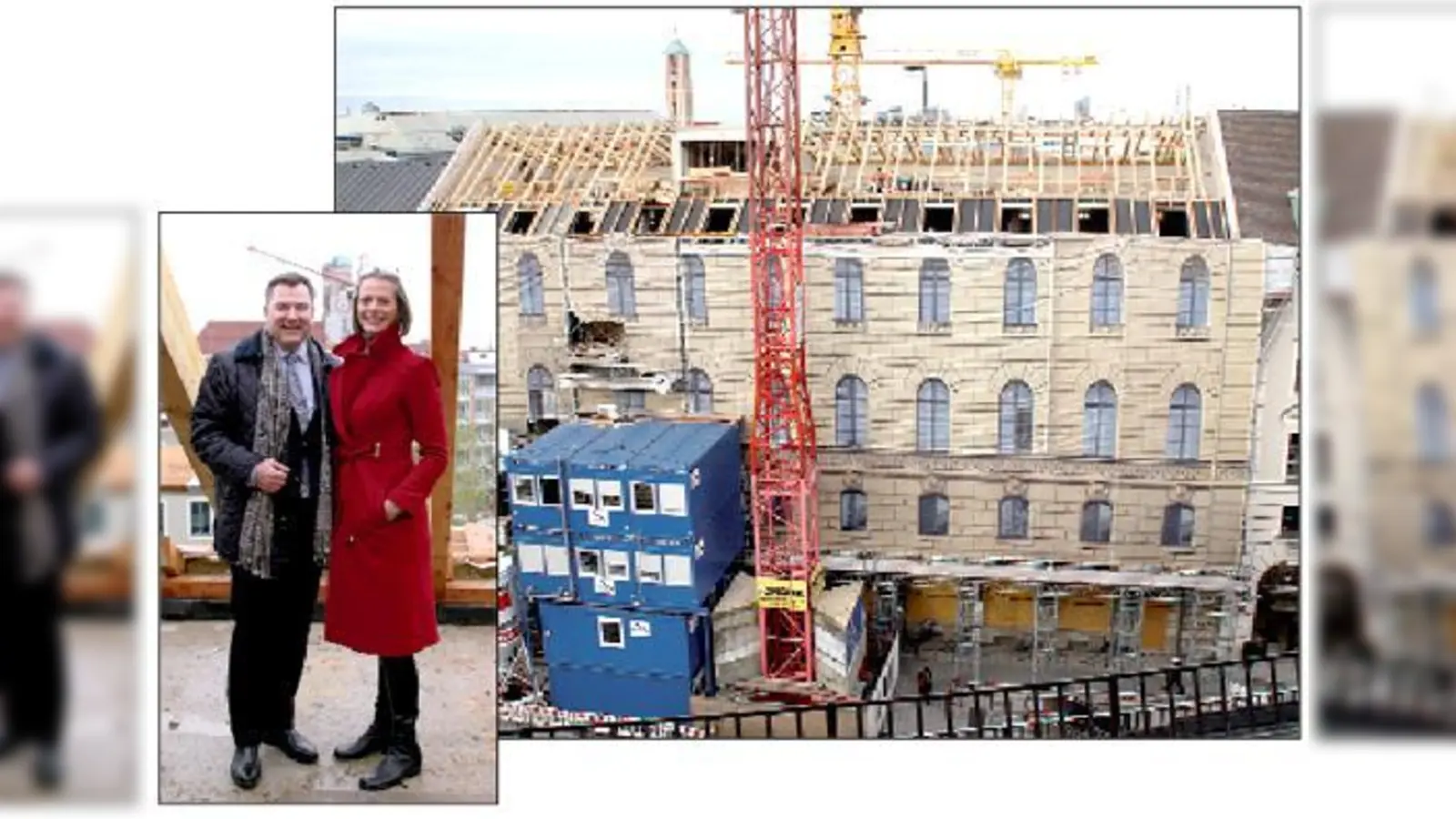 Julia Oetker und Josef Schmid beim Richtfest Brienner Hof.	 (Fotos: privat)