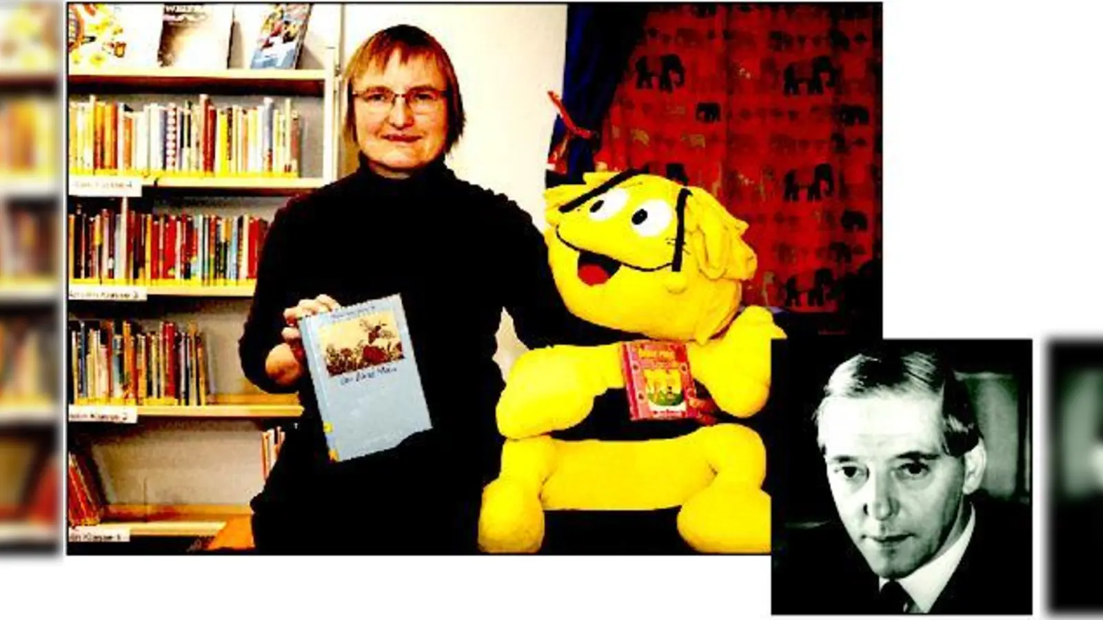 Monika Fabian mit der Buchversion von 1921. Die »Biene Maja« von Waldemar Bonsels (r.) erschien 1912.	 (F.: sl/Waldemar-Bonsels-Stiftung)