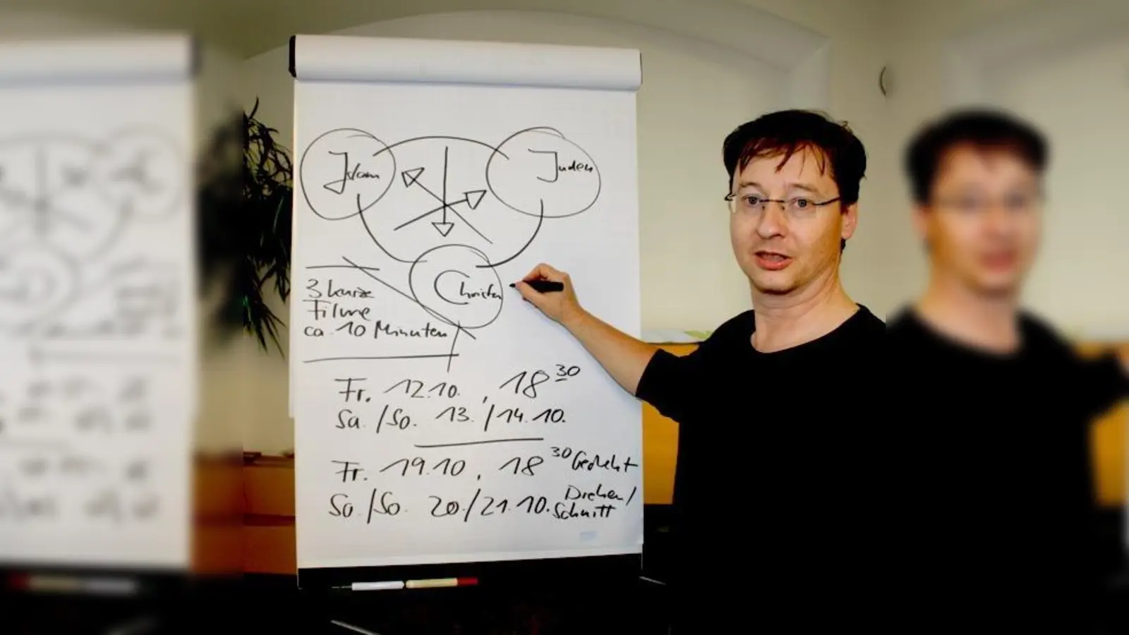 Vor dem Dreh vermittelte Michael Graber den Teilnehmern das theoretische Rüstzeug für das Projekt.  (Foto: js)