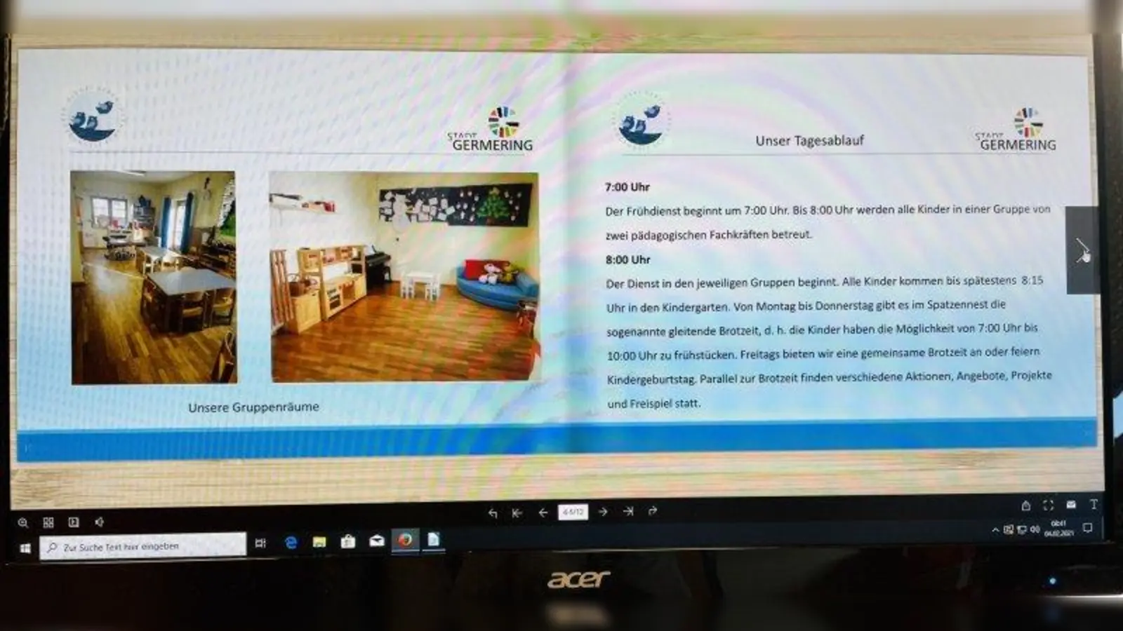 Die städtischen Kitas in Germering - wie hier der integrative Kindergarten Spatzennest - haben Flipbooks erstellt, in denen man online blättern kann. Neben vielen Bildern wird der Tagesablauf und die pädagogische Arbeit beschrieben. (Foto: bb)