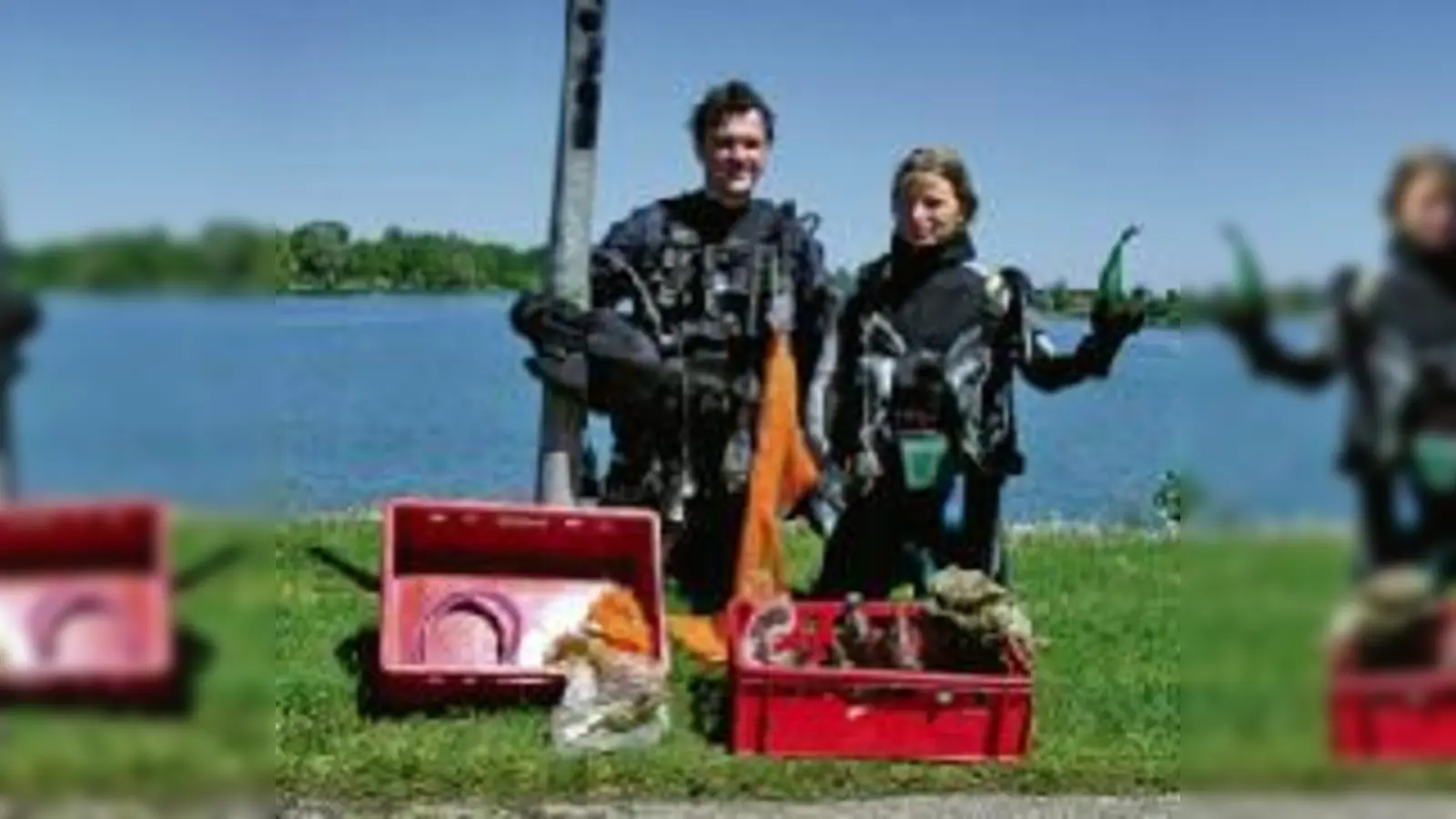 Eklige Beute: Aus den Seen zogen die DLRG-Taucher allerhand Unrat und Müll. (Foto: DLRG)