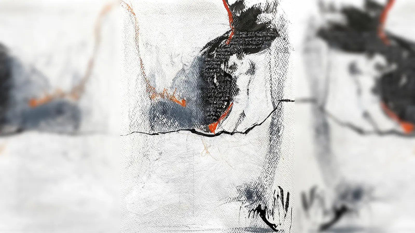 Schwarz dominiert in allen der ausgestellten Arbeiten. Agnes von Rogister beispielsweise fertigt Tuschezeichnungen an, deren abstrakte Formen und Schriftspuren an kalligrafische Bilder erinnern. (Foto: © Agnes von Rogister)