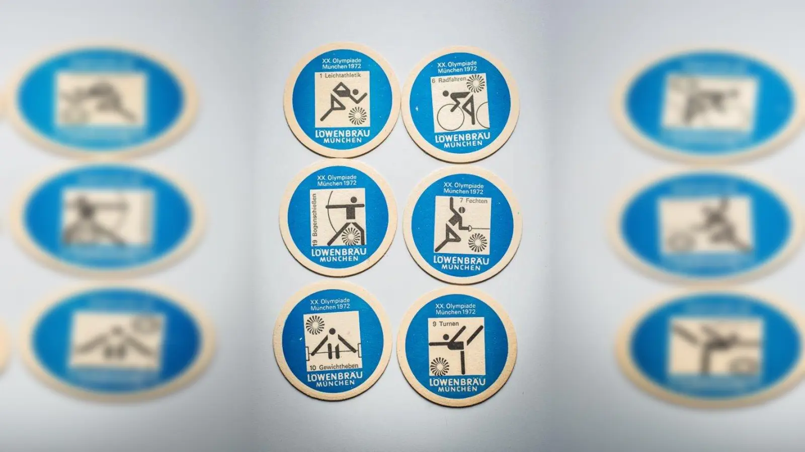 Zu schade, um Gläser draufzustellen: Olympia-Bierfilzl. (Foto: pr)