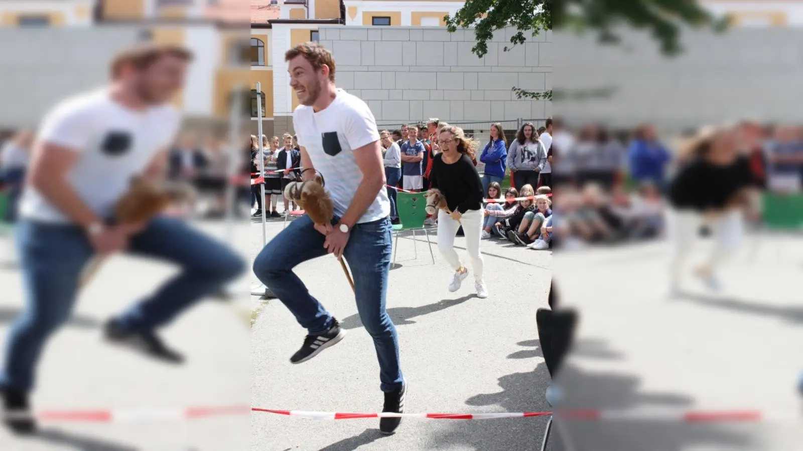 Auf „wilden“ Pferden zu reiten war eine der Aufgaben, mit denen sich die Geiseln freikaufen konnten. (Foto: Realschule Weilheim)