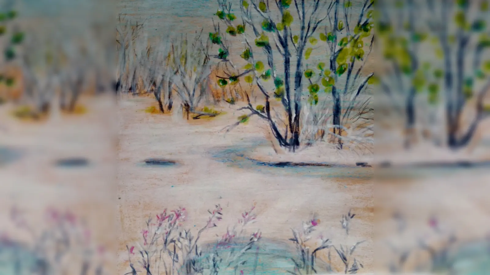 „Waldfriedhof See” heißt diese Ölkreide-Zeichnung von Ellen Sick. (Foto: Ellen Sick)