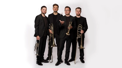 Das Blechbläserquartett Tetra Brass gibt in der Seidlvilla ein interessantes Konzert. (Foto: Rodrigo Stix)