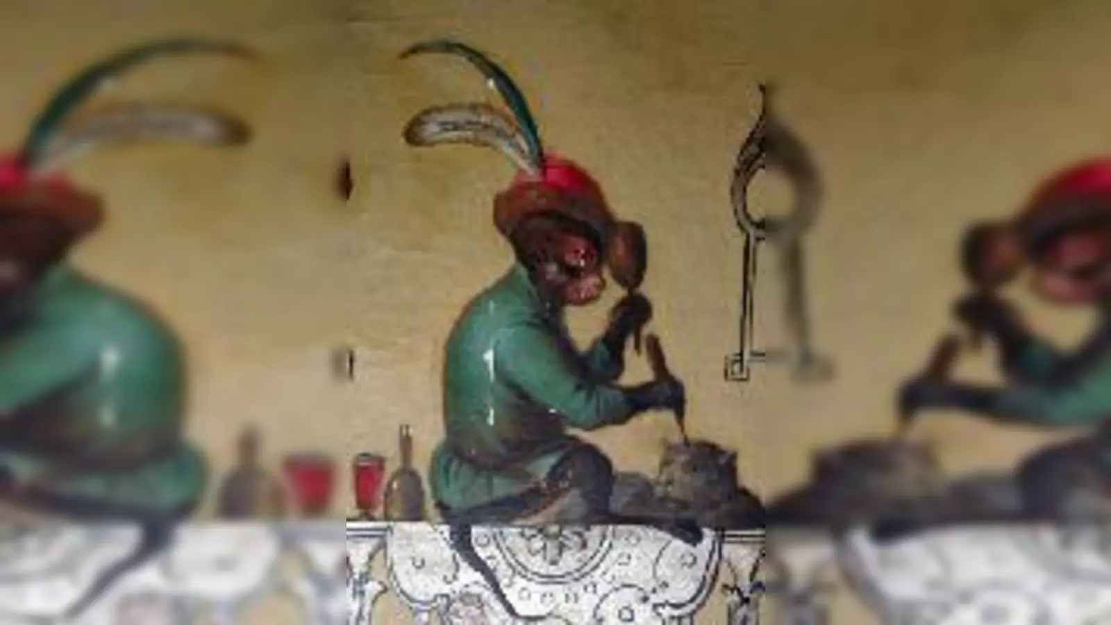 Ausschnitt aus dem barocken Leinwandgemälde im Deckenspiegel des chinesischen Schreibkabinetts der Badenburg.	  (Foto: VA)