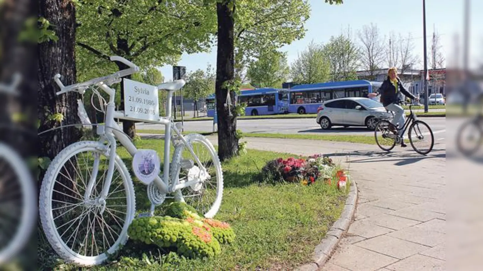 Ein Zeichen der Mahnung und der Erinnerung: Das Ghostbike an der Triebstraße.	 (Foto: Katja Brenner)