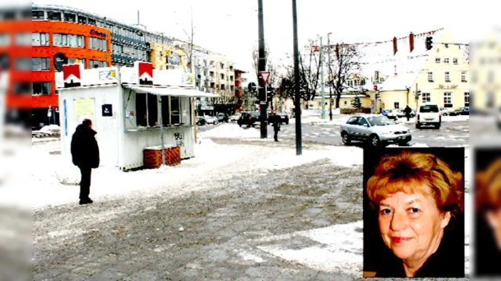 Jahre lang zeichnete sich der Moosacher Stachus durch viel Verkehr und wenig Aufenthaltsqualität aus. Um das zu ändern, engagieren sich die Moosacher mit ihrer BA-Vorsitzenden Johanna Salzhuber (kl. Bild) für einen Brunnen.	 (Foto: ws)