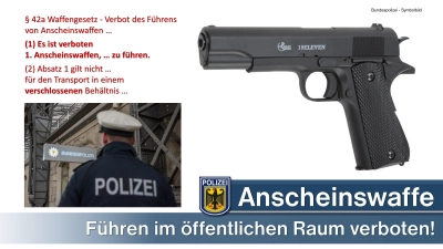 So sieht eine Softairwaffe aus - täuschend ähnlich einer echten Waffe. (Symbolbild: Bundespolizei)