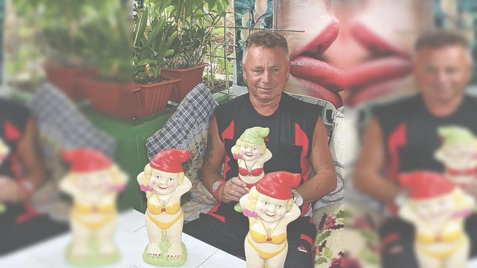 Werner Stechbarth (u. li.) sammelt Zwerge, Uhren und andere Figuren aus Leidenschaft.	 (Foto: ks)