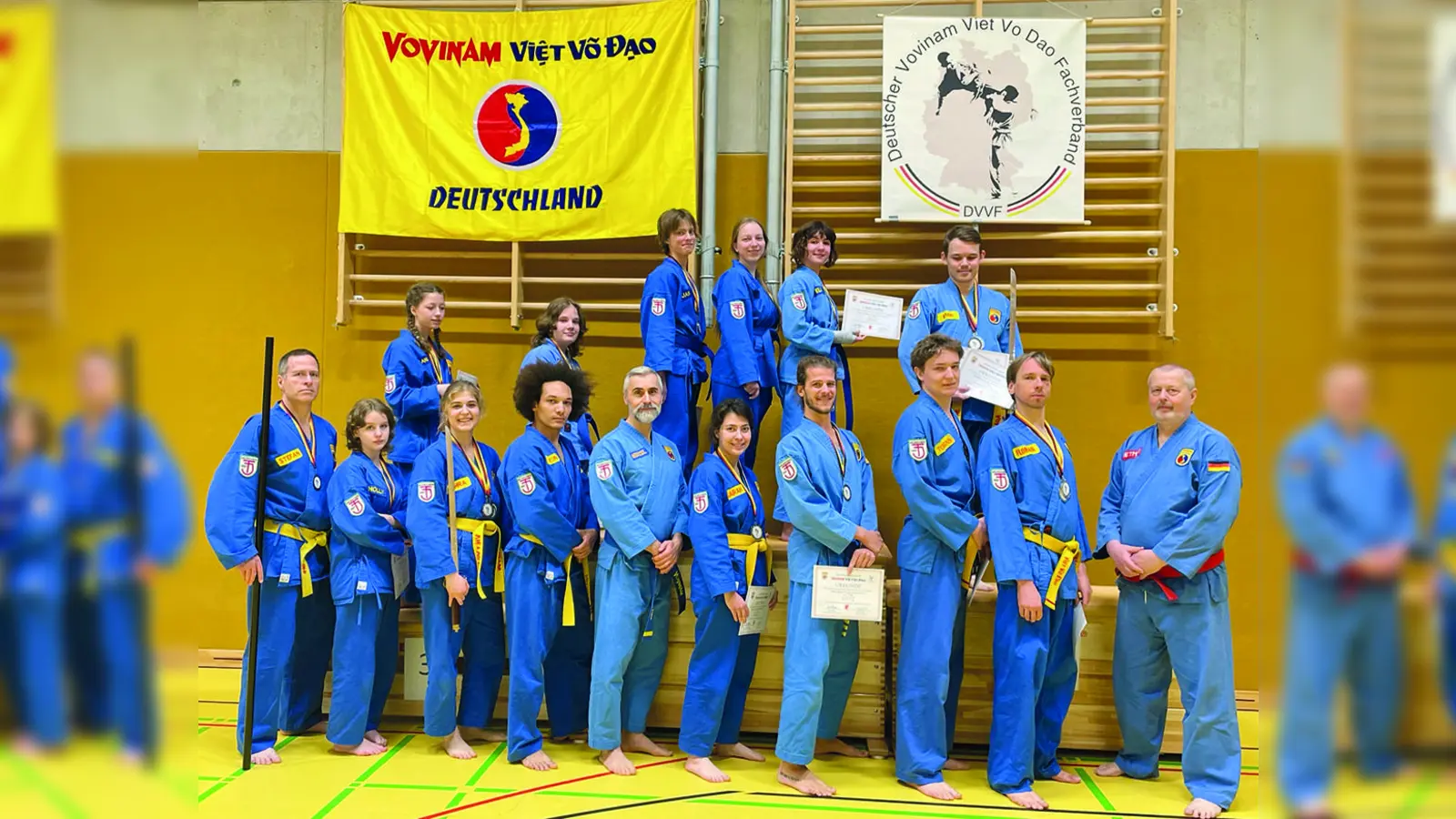 19 Medaillen erkämpften die Teilnehmer der TS Jahn auf der Deutschen Meisterschaft im Vovinam. (Foto: Verein)