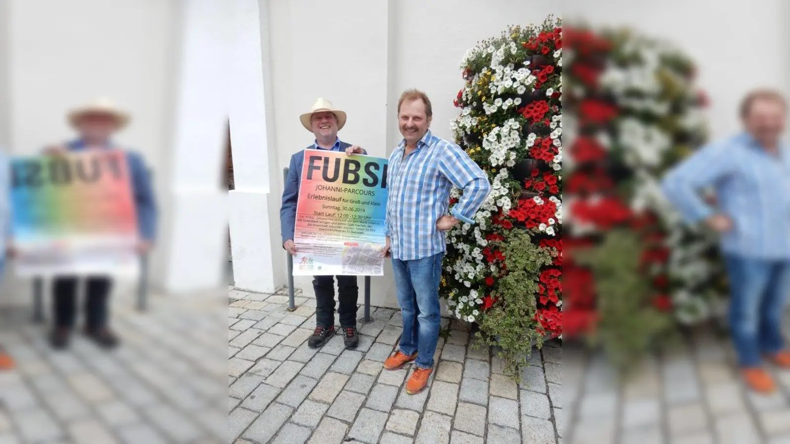 Sie sind schon mächtig gespannt darauf, wie ihr spaßig, sportliches Event bei den Aktiven und der Bevölkerung ankommt. Ein Teil des Orgateams: Peter Müller (Stadtwerke Weilheim) und Josef Wiedemann (von links). (Foto: Fubsi)