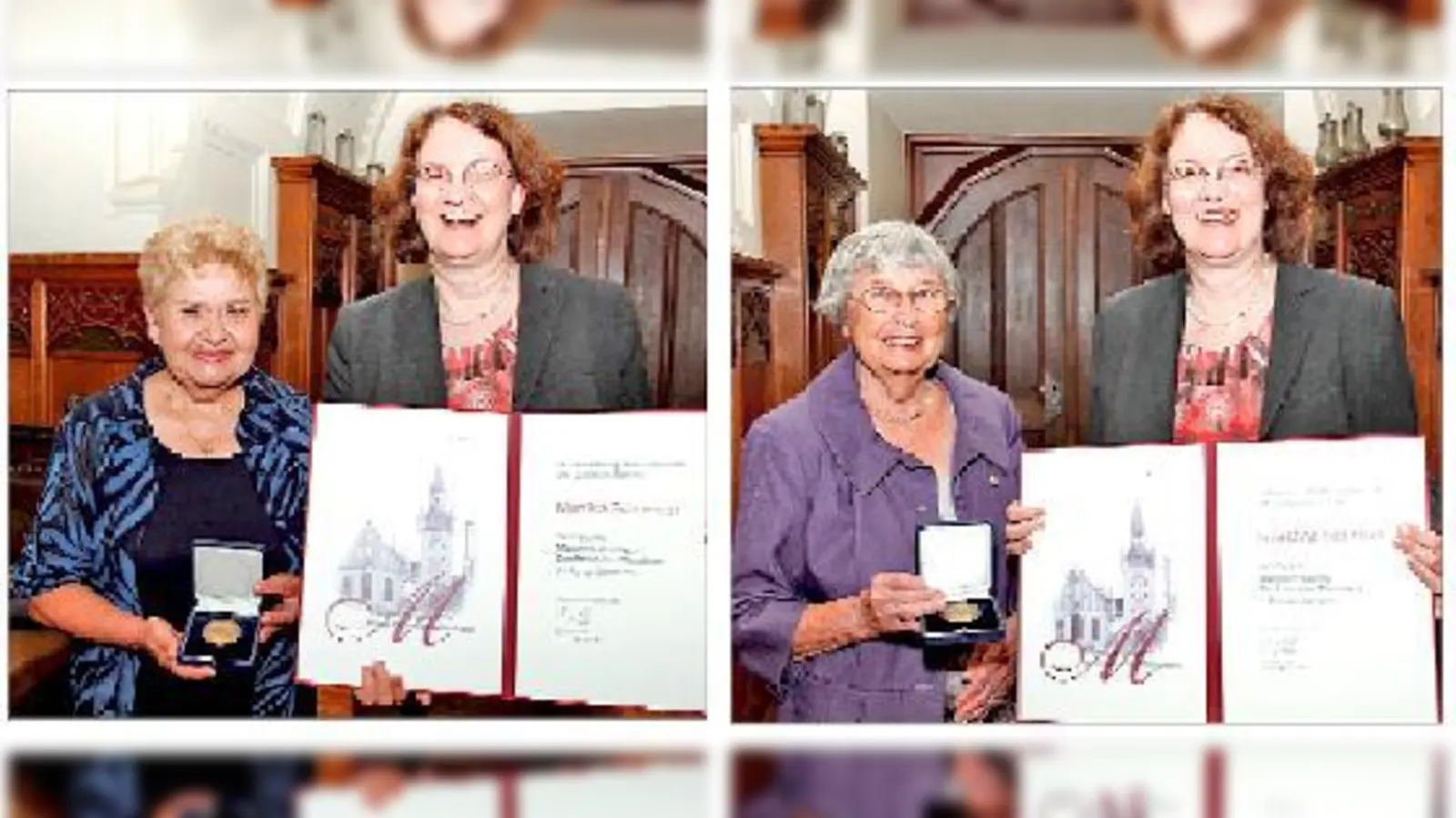 Monika Schneider und Bürgermeisterin Christine Strobl. Ernestine Neuhofer und Bürgermeisterin Christine Strobl.  (Foto: Marion Vogel)