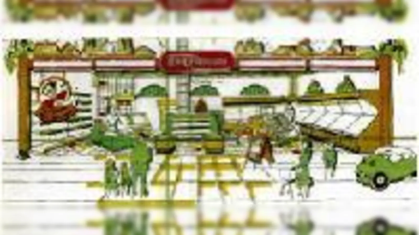 Als Selbstbedienung beim Einkauf noch nicht üblich war  diese Illustration zeigt eine Situation aus einem Tengelmann-Markt der  (50er-Jahre.Illustr.: Tengelmann)