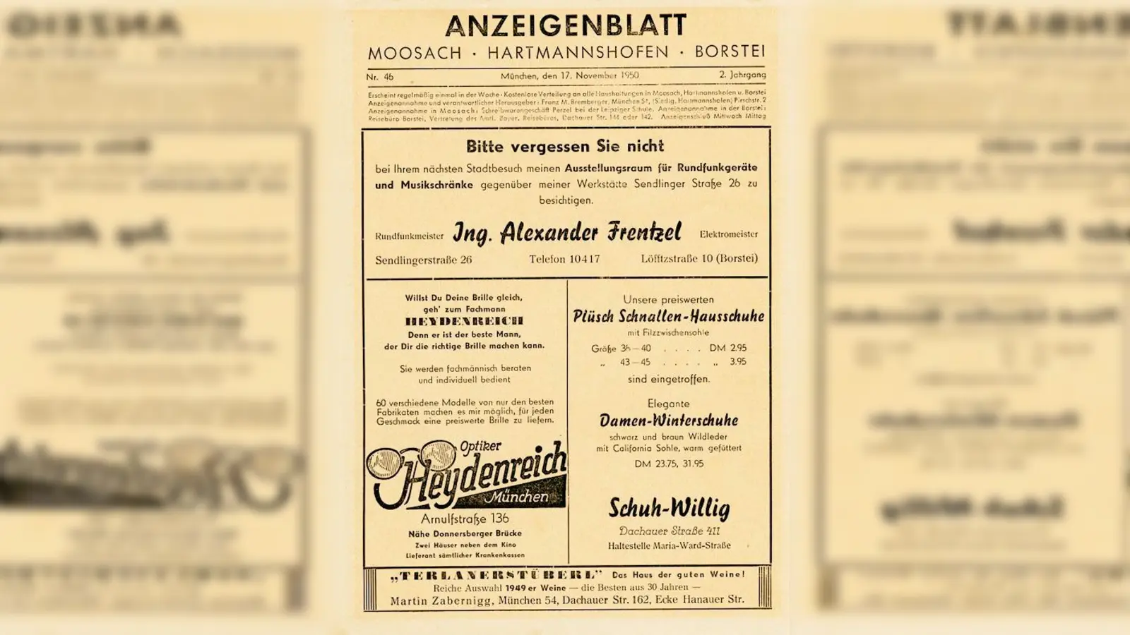 So hat alles angefangen mit dem „Moosacher Anzeiger”, der 1950 noch „Anzeigenblatt” hieß.  (Foto: Archiv)