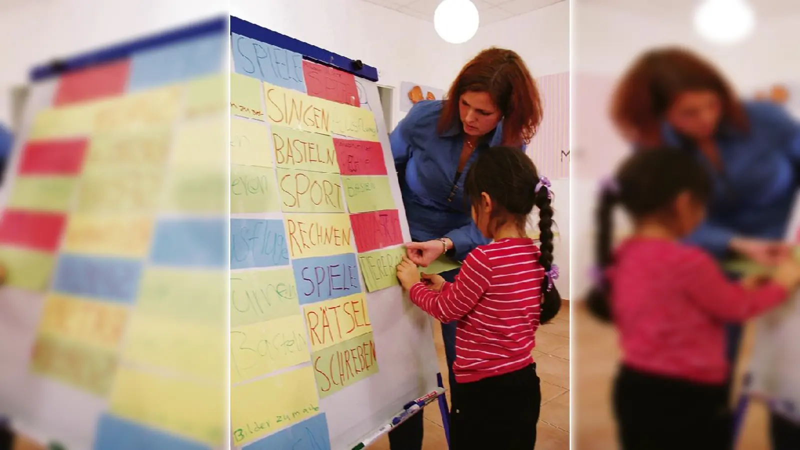 Rahil (r., mit Sujberts Kollegin Delinke Vincze), ursprünglich aus Pakistan, wartet noch auf einen Paten, der mit ihm etwa Lesen übt.   (F.: Bürgertreff)