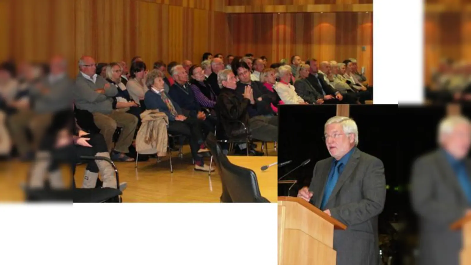 Rund 80 Zuhörer lauschten dem Rechenschaftsbericht von Bürgermeister van der Weck (re.).	 (Fotos: cs)