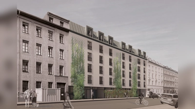 So soll der Anbau des Männerwohnheims in der Schleißheimerstraße aussehen, wenn er vollständig fertig ist. Er bietet 87 zusätzliche Wohnplätze. (Quelle: akgke Architekten)