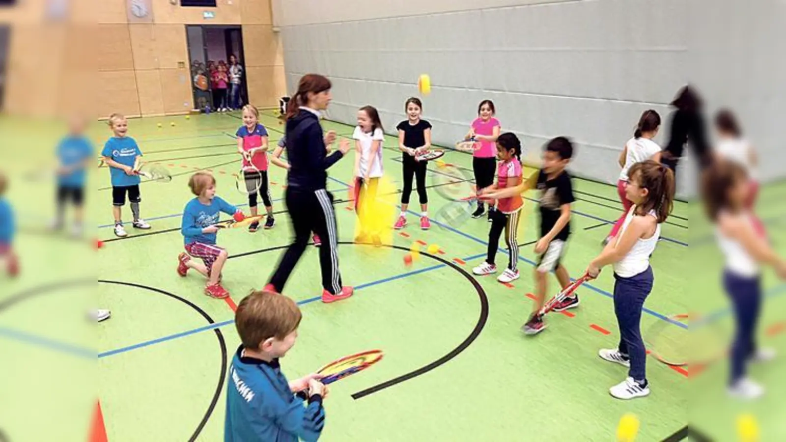 Der TSV Unterhaching war im Rahmen des ­Schultennisprogrammes an der Grund- und ­Mittelschule am Sportpark.	 (Foto: TSV Unterhaching)
