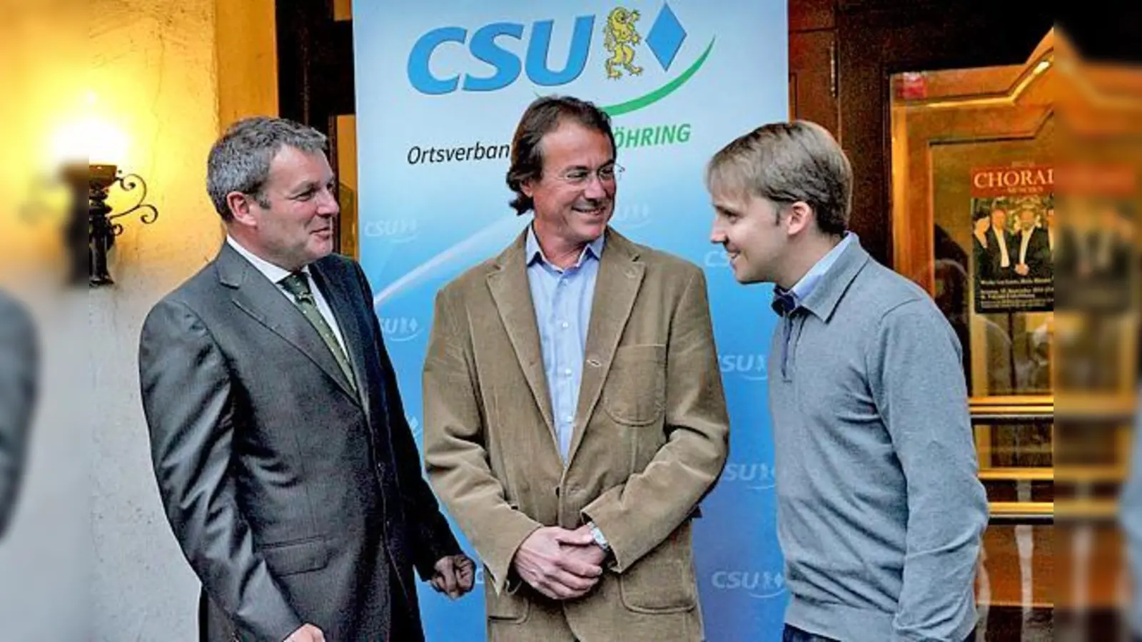 MdL Ernst Weidenbusch, der stellvertretende CSU-Ortsvorsitzende von Unterföhring Erik El-Asaad und MdL Tobias Thalhammer. (v. li.)	 (Foto: VA)