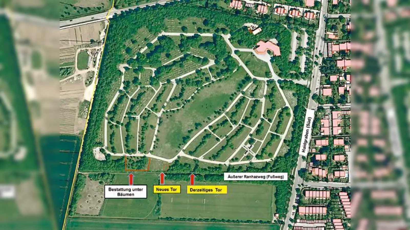 Auf dem Luftbild sehen Sie, wo das neue Tor entstehen wird. 	 (Foto: MO)