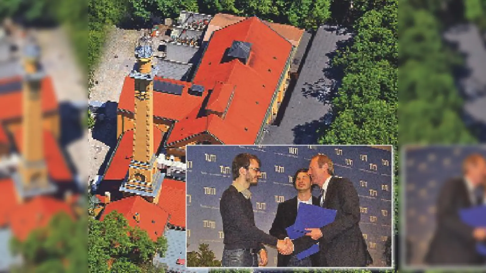 Mehr Platz für Kultur im Muffatwerk: Bürgermeister Hep Monatzeder (rechts) übergibt Simon Winter (links) und Nikolas Witte (Mitte) die Sonderauszeichnung für ihre Diplomarbeit zur Neugestaltung der Kalkofeninsel.	 (Foto: js, Muffatwerk)