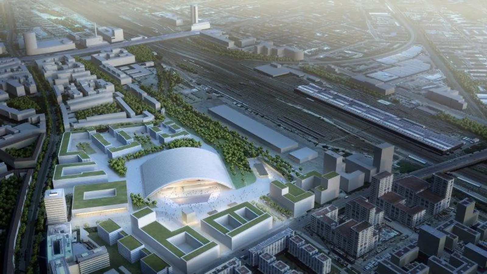 Geht es nach den Planern, dann könnte so oder zumindest so ähnlich eine mögliche Musikstadt an der Friedenheimer Brücke aussehen. (Foto: CAMPO Projektentwicklungsgesellschaft / Jürke Architekten / Core Consulting GmbH)