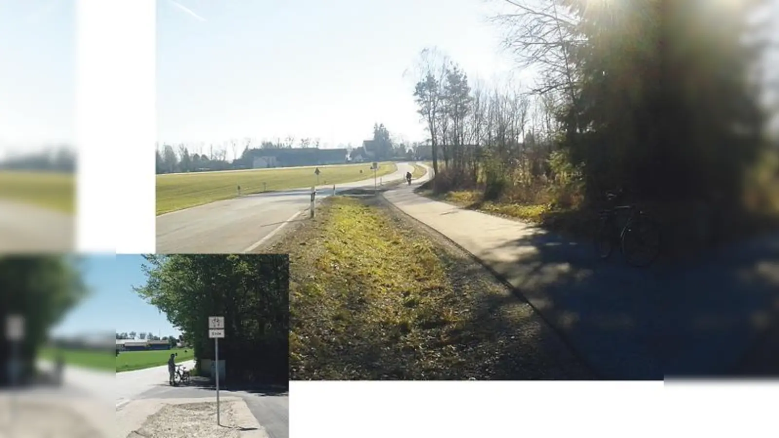 Jetzt kann man sicher und ohne Unterbrechung von Oberbiberg nach Oberhaching fahren. Foto links: Vor dem Schluss des Radfahrweges mussten die Radler auf die viel befahrene Straße ausweichen.	 (Foto: VA)