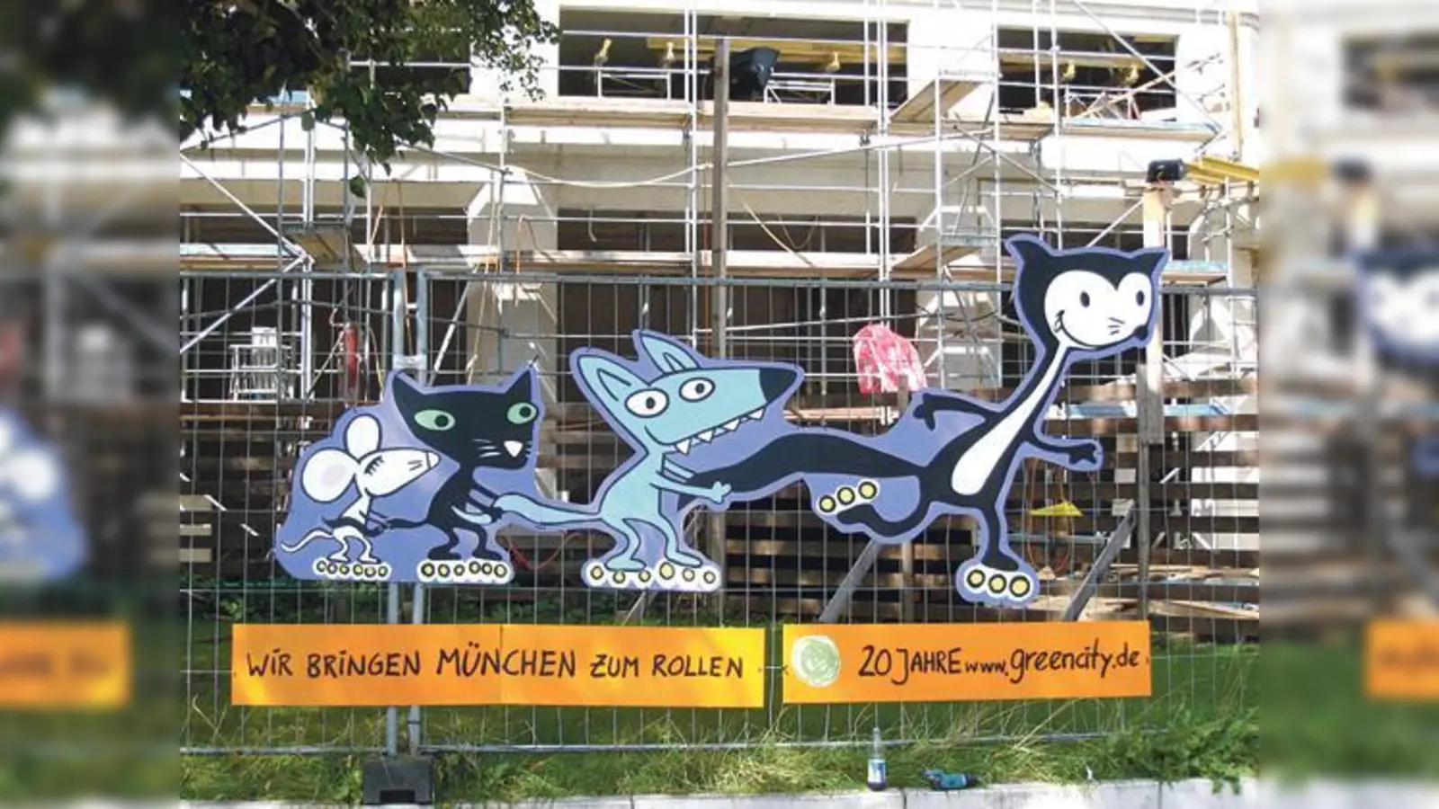 Eines der Projekte aus 20 Jahren Green City als Streetart: Blade Night, zu sehen am Verkehrsmuseum.  (Foto: Green City)