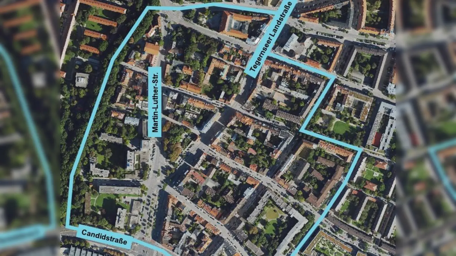 Das Klimaquartier Martin-Luther-Straße liegt im Herzen Giesings. (Foto: RKU/GeoInfoWeb)