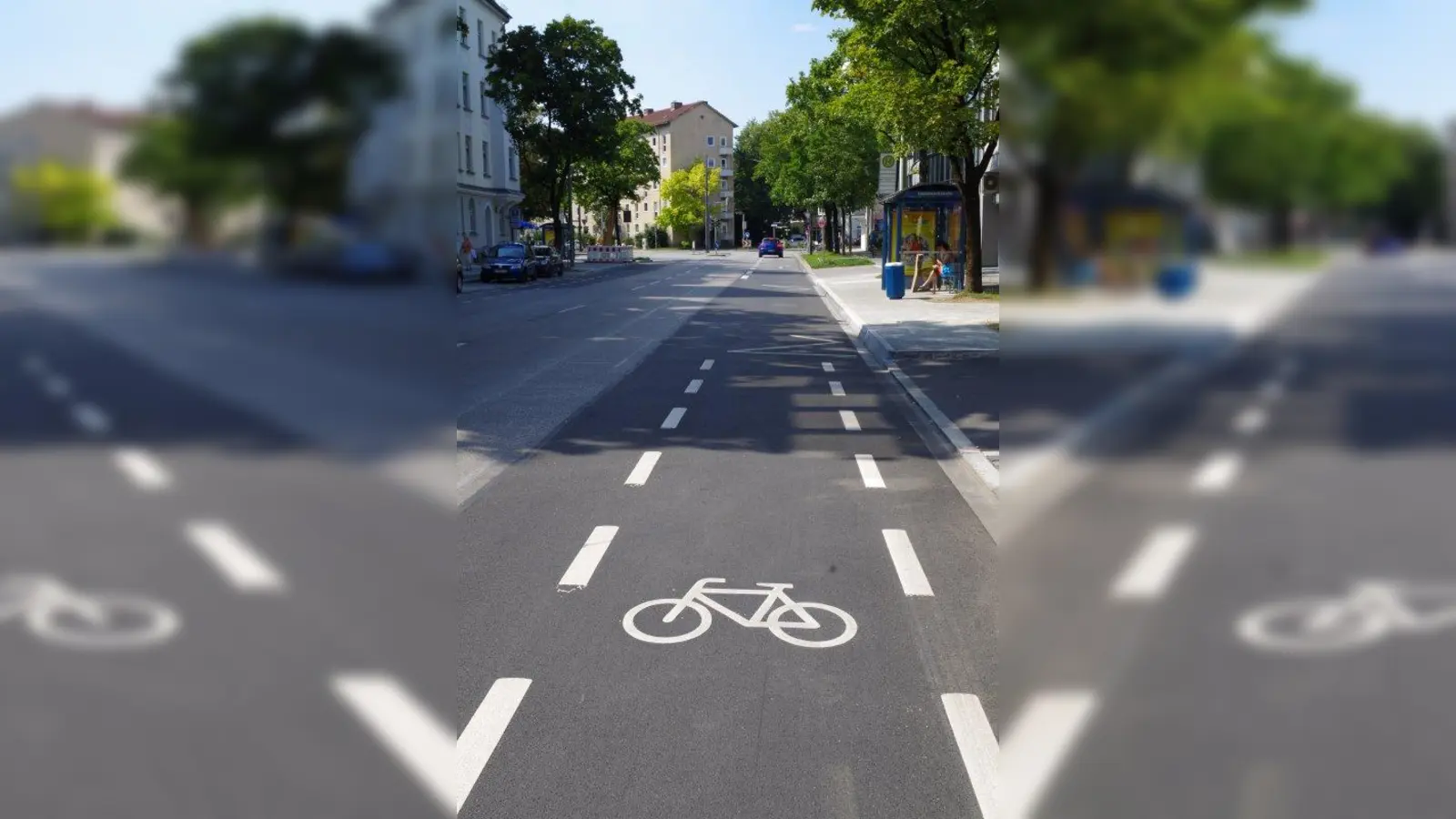 Ein Radweg auf einer Straße: Radeln entlastet den Autoverkehr und den ÖPNV. (Foto: kö)