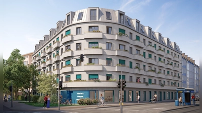 So soll das neue Wohnprojekt in der Agnes-Bernauer-Straße 51 nach aktuellen Plänen des Büros N-V-O Architekten aussehen. (Foto: Urban Progress)