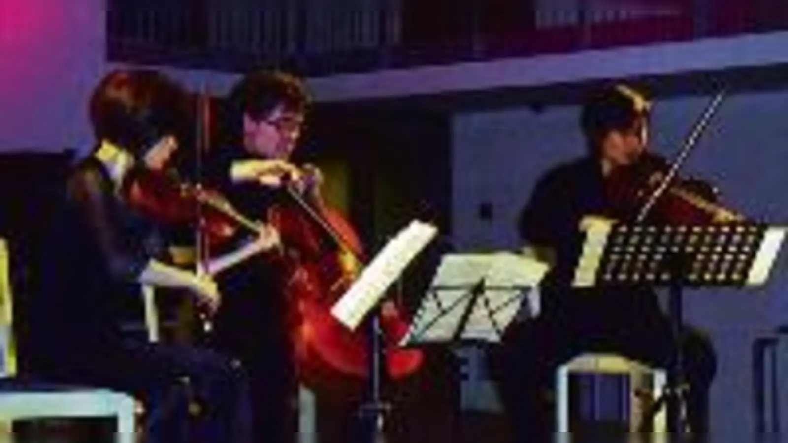 Meisterschüler der Münchner Musikhochschule (v.l. Amy Park, Hendrik Blumenroth, Wen Xiao Zheng) bescherten den Feldkirchnern perfekten Klassikgenuss. (Foto: VA)