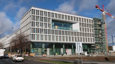 Dieser Neubau am Leonrodplatz wird das neue Strafjustizzentrum. (Foto: Beatrix Köber)