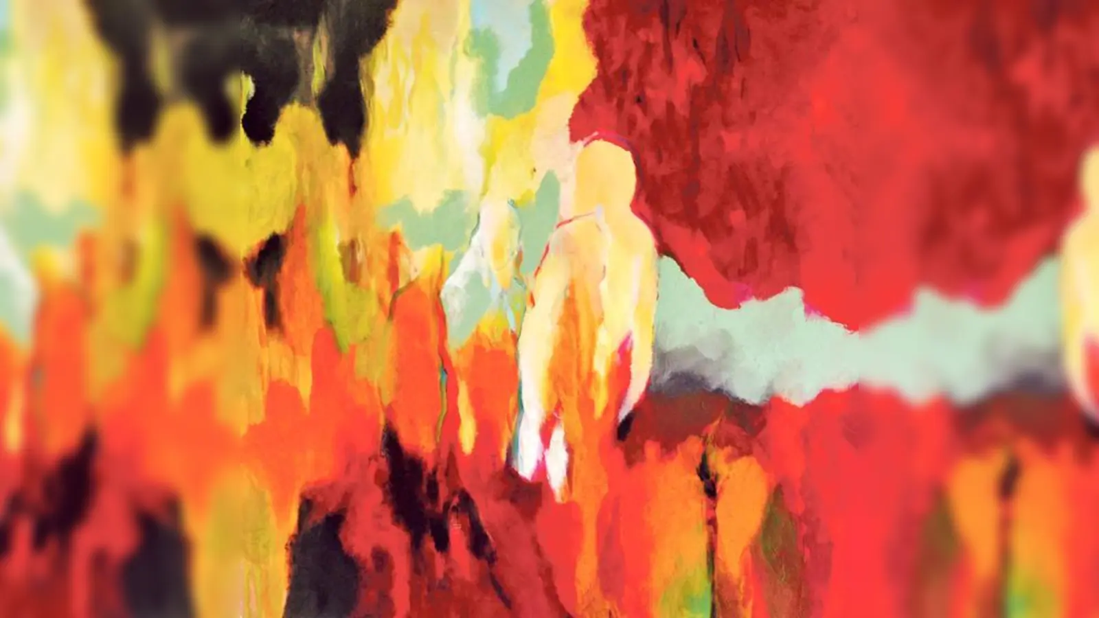 Fließende Farben! Mit kräftigen Farben versucht Katrin Anderlik den Betrachter einzufangen. Zu den Bildern der Ausstellung wird auch Musik geboten!	 (Foto: Katrin Anderlik)