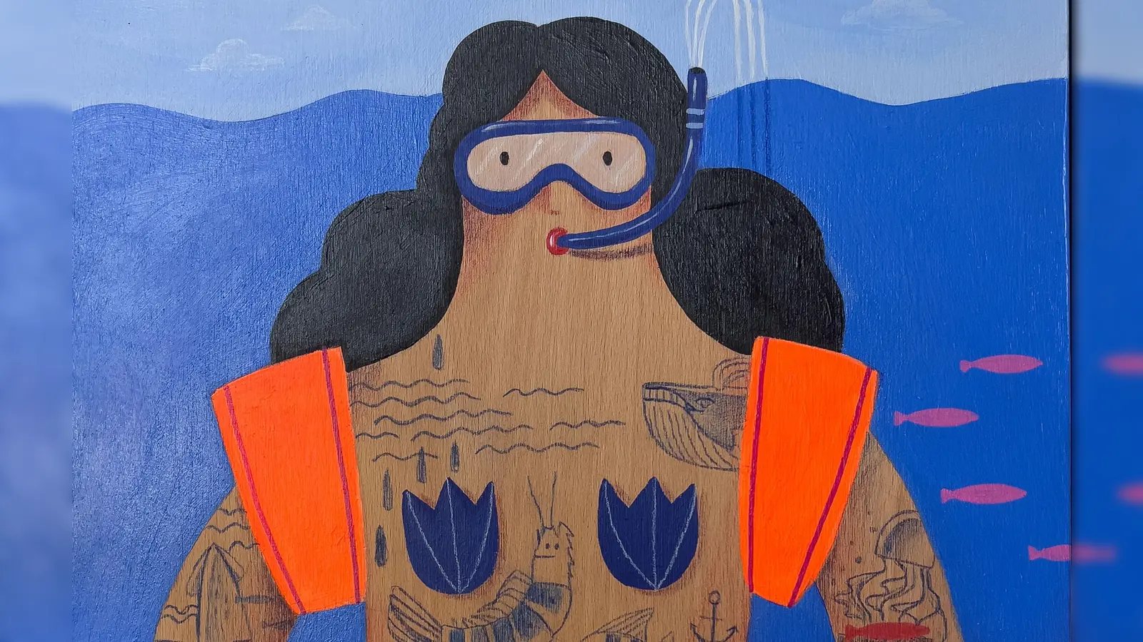 „Freischwimmer” heißt dieses Werk von Miriam Frank. Die Künstlerin widmet sich in der Ausstellung der Welt der Meere.  (Foto: Miriam Frank)