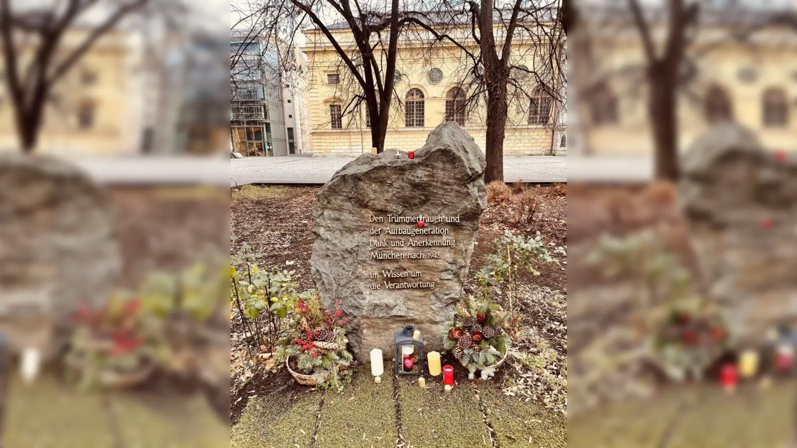 Der Gedenkstein an der Alfons-Goppel-Straße. Das Bild entstand am 1. Januar. (Foto: bb)