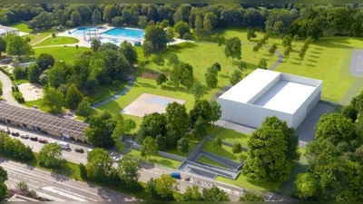 Die Visualisierung zeigt, wo das Geothermie-Anlagengebäude künftig liegen könnte.  (Foto: straubarchitekten)