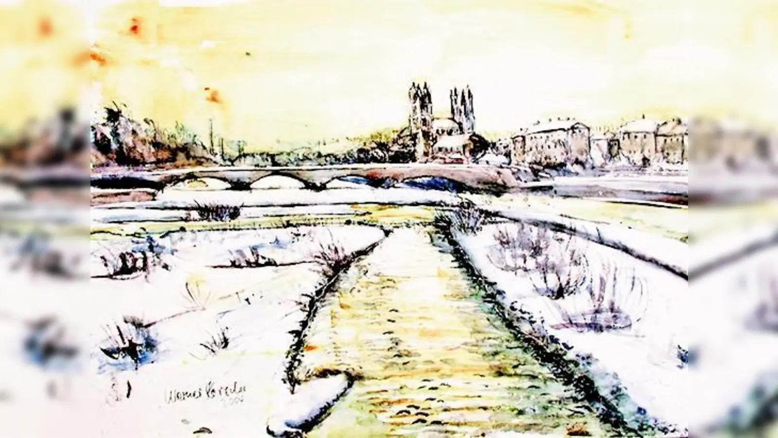 »Isar im Abendlicht« nennt Werner Kerscher dieses Gemälde.  (Foto: Privat)