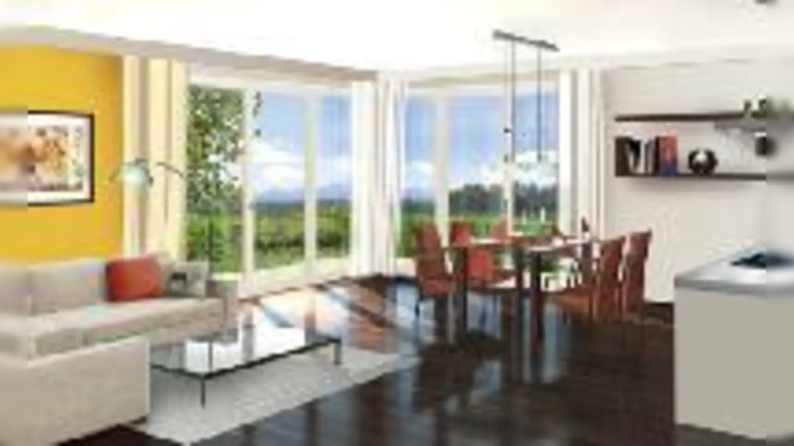 Die modernen Grundrisse bieten große, bodentiefe Fensterflächen und offene Wohn- und Essbereiche. 	 (Foto: Hochtief)