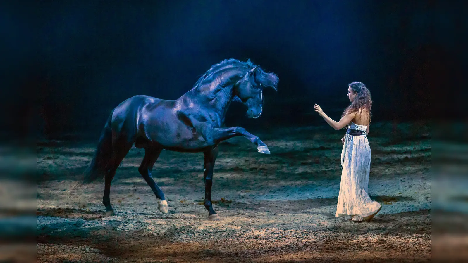 Kenzie Dysli wird mit ihrer Freiheitsdressur als Prinzessin Samira in "Legende der Wüste" zu sehen sein.  (Foto: CAVALLUNA)