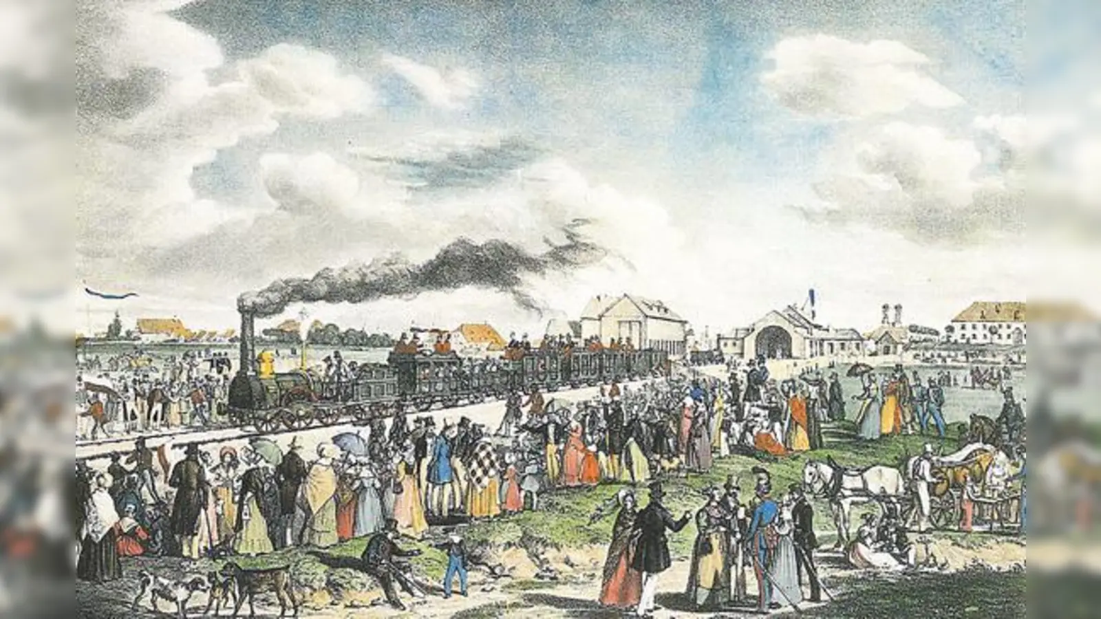 Das Gemälde zeigt die Eröffnung des ersten Münchner Bahnhofs am 1. September 1839.	 (Foto: VA)