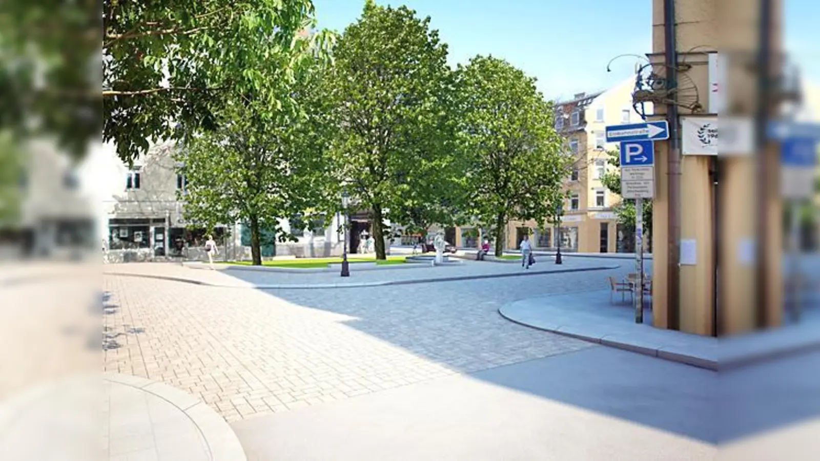 So könnte der Wedekindplatz einmal aussehen. Laut dem Vorsitzenden des Bezirksausschusses, Werner Lederer-Piloty (kl. Foto), verbessert, aber »nicht der ganz große Wurf«. 	 (Foto: *winhard* *3d*_ im Auftrag des Baureferats/privat)