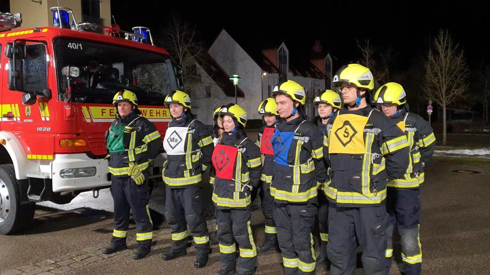 Gruppe 2 mit dem Gruppenführer Felix Lechner - Kommandant (grüne Weste). (Foto: Philipp Hergert (FF Neuried))