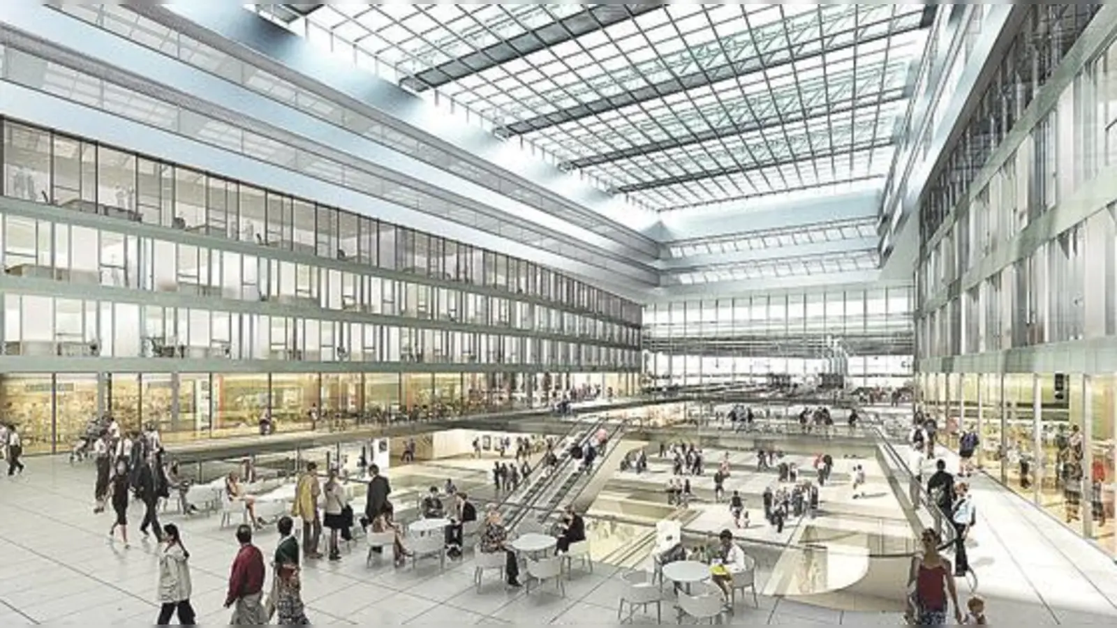 So soll die neue Empfangshalle des Münchner Hauptbahnhofs aussehen.	 (Visualisierung: AuerWeber)