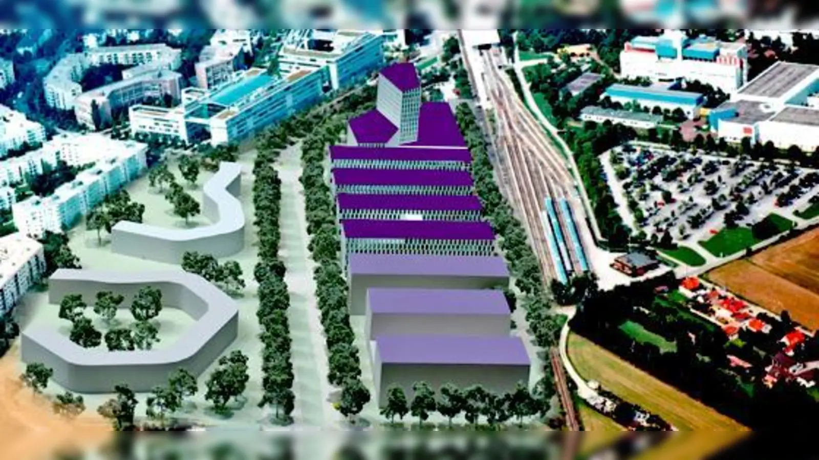 Senkrecht zur Carl-Wery-Straße werden vier Gebäuderiegel und schlangenförmige Wohngebäude errichtet. 	 (Foto: Moll Areal GmbH)