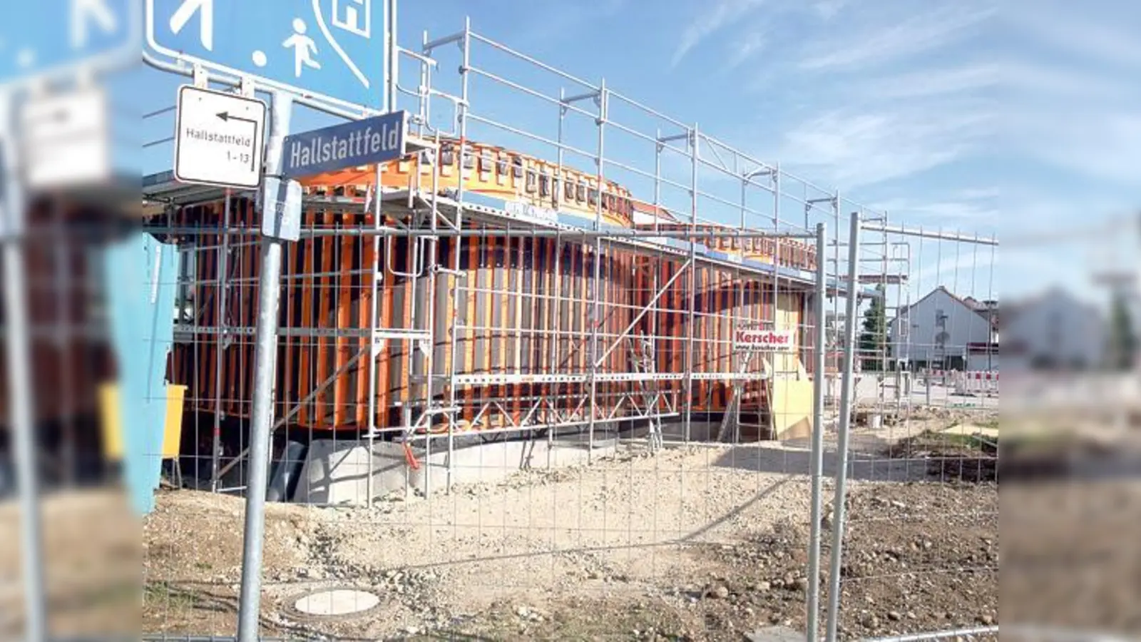 Zwei Module des im Bau befindlichen Kindergartens am Hallstattfeld.	 (Foto: Angela Boschert)