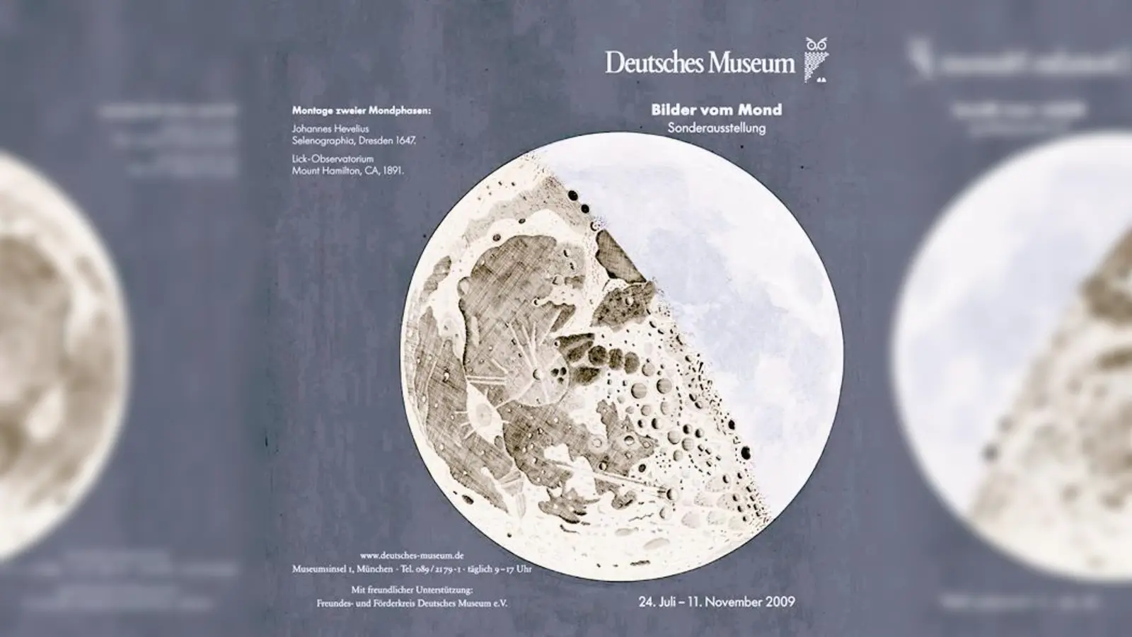 Mit dieser Montage zweier Mondphasen wirbt das Deutsche Museum für die Sonderausstellung Bilder vom Mond.  (Foto: Deutsches Museum)